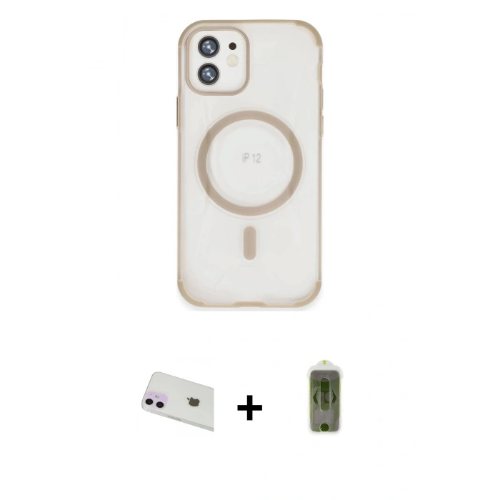 MARSİLYAN™- iPhone 12 Kılıf Eksen Klasik Koleksiyonu - Siyah Joko Magic 5D Hayalet Cam + Rainbow Kamera Lens Koruma Cam - MR