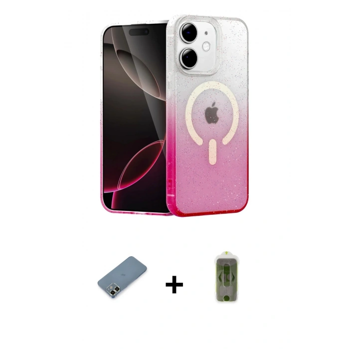 MARSİLYAN™- iPhone 12 Kılıf Eksen Minimal Özel Seri - Siyah Joko Magic 5D Hayalet Cam + Metal Kamera Lens Koruma Cam - AKYL