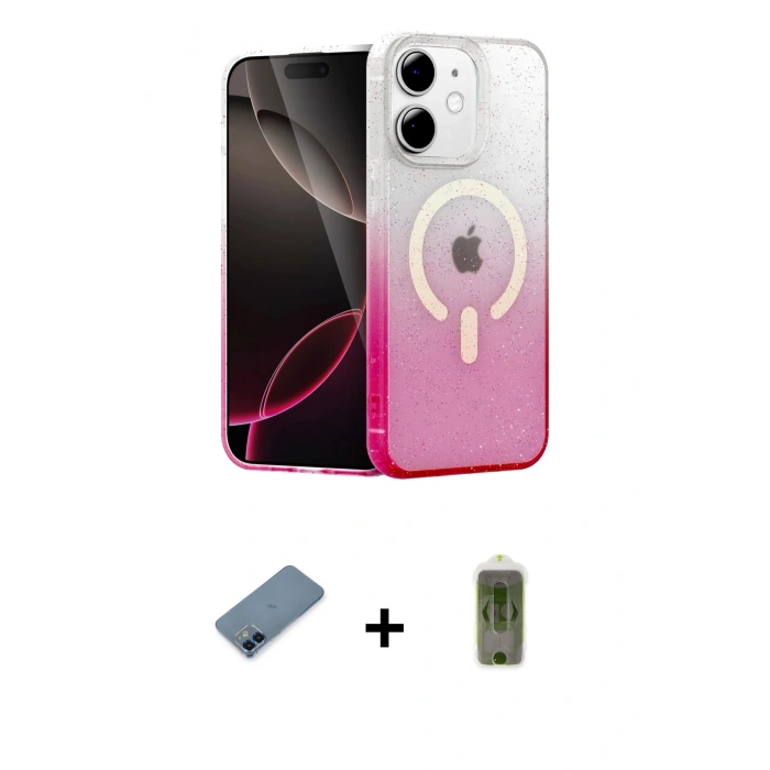 MARSİLYAN™- iPhone 12 Kılıf Eksen Minimal Özel Seri - Siyah Joko Magic 5D Hayalet Cam + Metal Kamera Lens Koruma Cam - MI