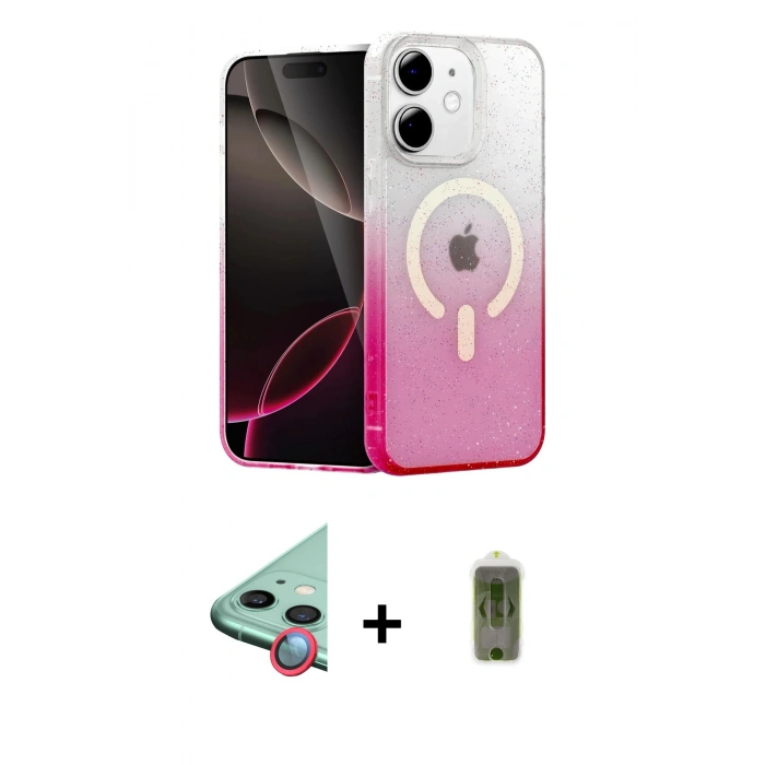 MARSİLYAN™- iPhone 12 Kılıf Eksen Minimal Özel Seri - Siyah Joko Magic 5D Hayalet Cam + Raze Metal Kamera Lens - KI