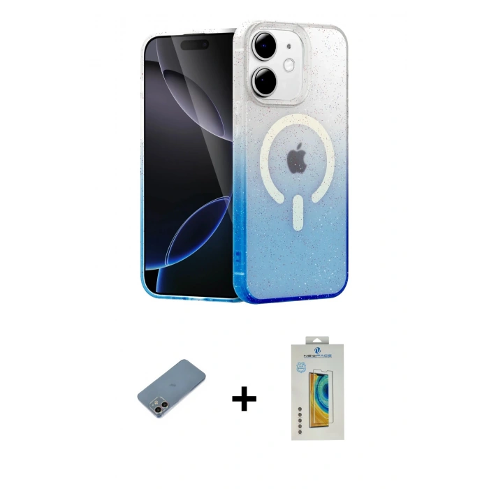 MARSİLYAN™- iPhone 12 Kılıf Eksen Minimal Özel Seri - Siyah Polymer Nano Ekran Koruyucu + Shine Kamera Lens Koruma Cam - GI