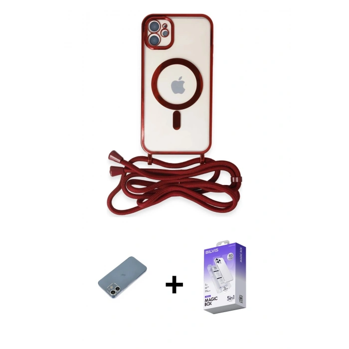 MARSİLYAN™- iPhone 12 Kılıf Eksen Özel Seri - Siyah Bilvis 5in1 3D Magic Cam Ekran Koruyucu + Shine Kamera Lens Koruma Cam - GS