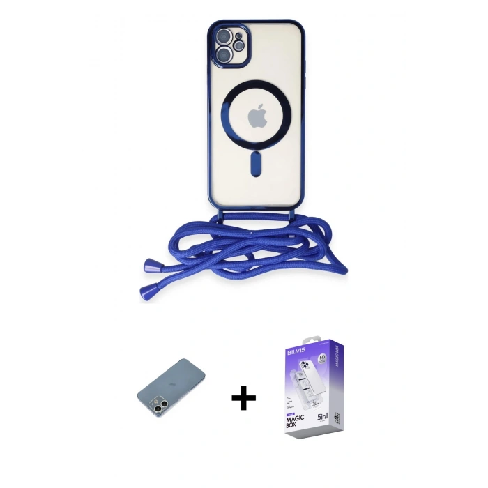 MARSİLYAN™- iPhone 12 Kılıf Eksen Özel Seri - Siyah Bilvis 5in1 3D Magic Cam Ekran Koruyucu + Shine Kamera Lens Koruma Cam - GS
