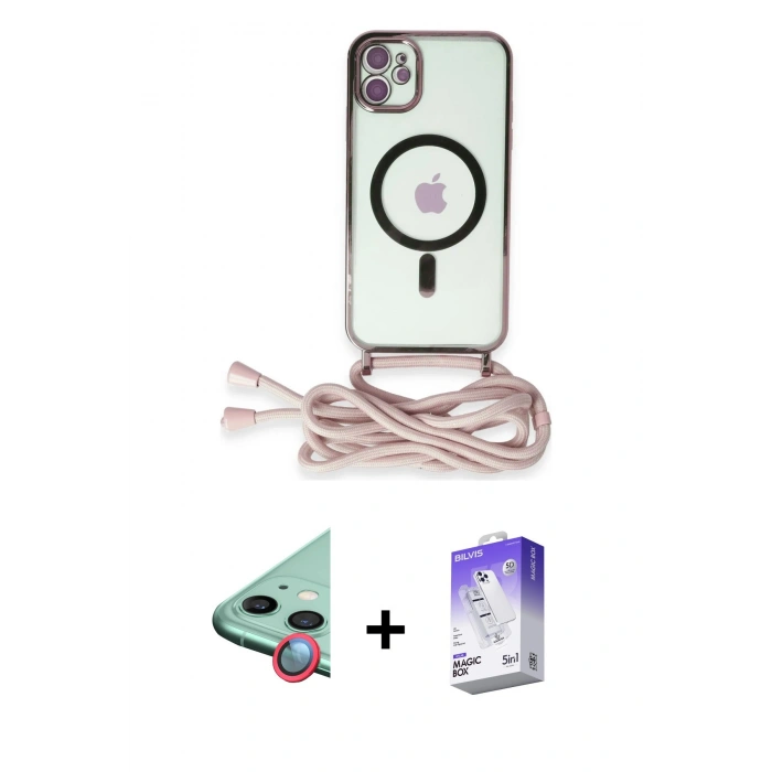 MARSİLYAN™- iPhone 12 Kılıf Eksen Özel Seri - Siyah Bilvis 5in1 3D Magic Cam Ekran Koruyucu + Raze Metal Kamera Lens - KI