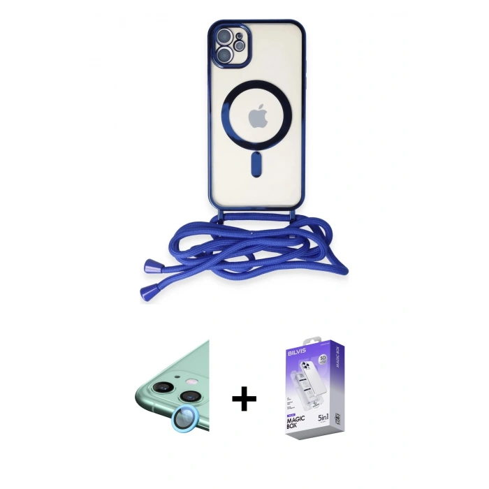 MARSİLYAN™- iPhone 12 Kılıf Eksen Özel Seri - Siyah Bilvis 5in1 3D Magic Cam Ekran Koruyucu + Raze Metal Kamera Lens - MI