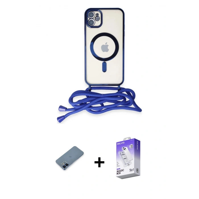 MARSİLYAN™- iPhone 12 Kılıf Eksen Özel Seri - Siyah Bilvis 5in1 3D Magic Cam Ekran Koruyucu + Metal Kamera Lens Koruma Cam - MI