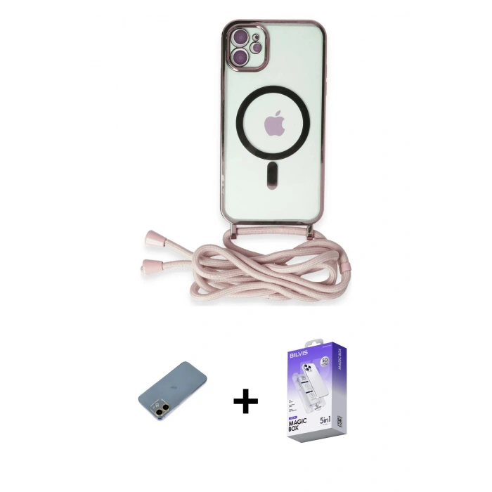 MARSİLYAN™- iPhone 12 Kılıf Eksen Özel Seri - Siyah Bilvis 5in1 3D Magic Cam Ekran Koruyucu + Shine Kamera Lens Koruma Cam - GD
