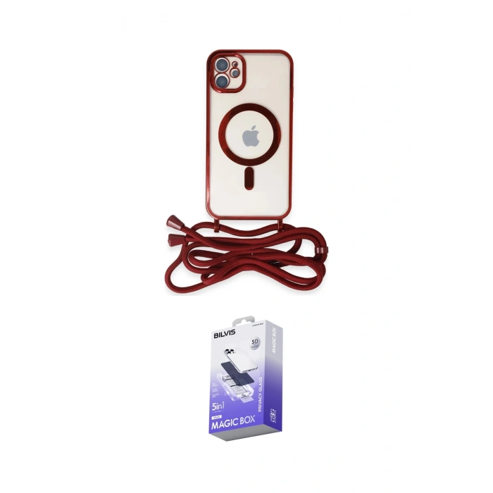 MARSİLYAN™- iPhone 12 Kılıf Eksen Özel Seri - Siyah Bilvis 5in1 5D Magic Hayalet Cam Ekran Koruyucu