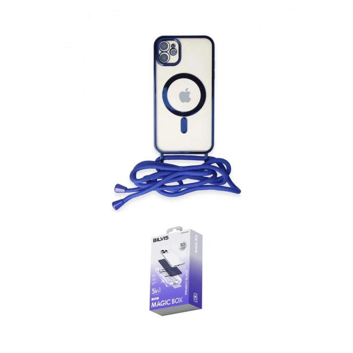 MARSİLYAN™- iPhone 12 Kılıf Eksen Özel Seri - Siyah Bilvis 5in1 5D Magic Hayalet Cam Ekran Koruyucu