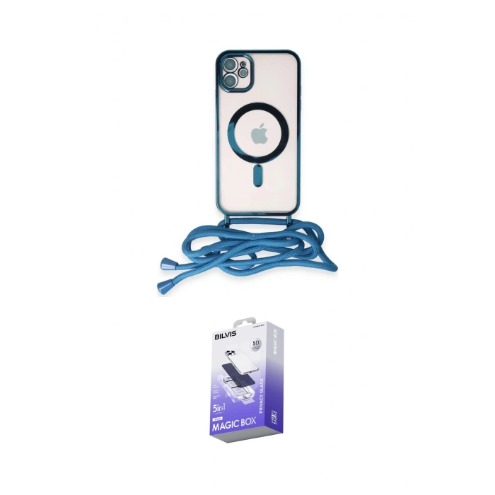 MARSİLYAN™- iPhone 12 Kılıf Eksen Özel Seri - Siyah Bilvis 5in1 5D Magic Hayalet Cam Ekran Koruyucu