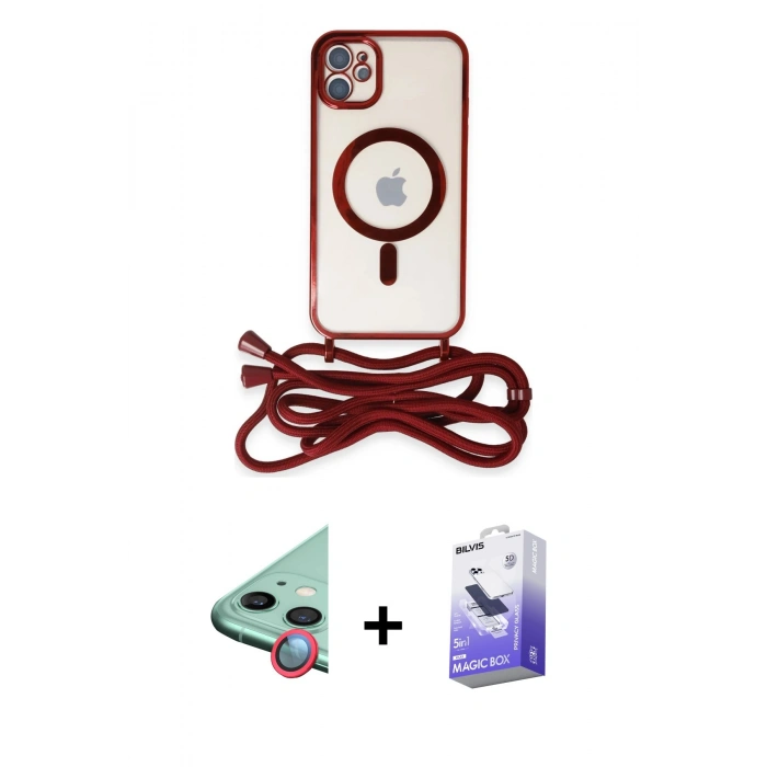 MARSİLYAN™- iPhone 12 Kılıf Eksen Özel Seri - Siyah Bilvis 5in1 5D Magic Hayalet Cam Ekran Koruyucu + Raze Metal Kamera Lens - KI