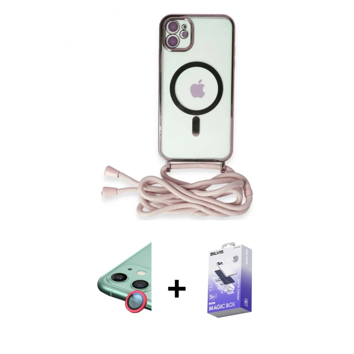 MARSİLYAN™- iPhone 12 Kılıf Eksen Özel Seri - Siyah Bilvis 5in1 5D Magic Hayalet Cam Ekran Koruyucu + Raze Metal Kamera Lens - KI