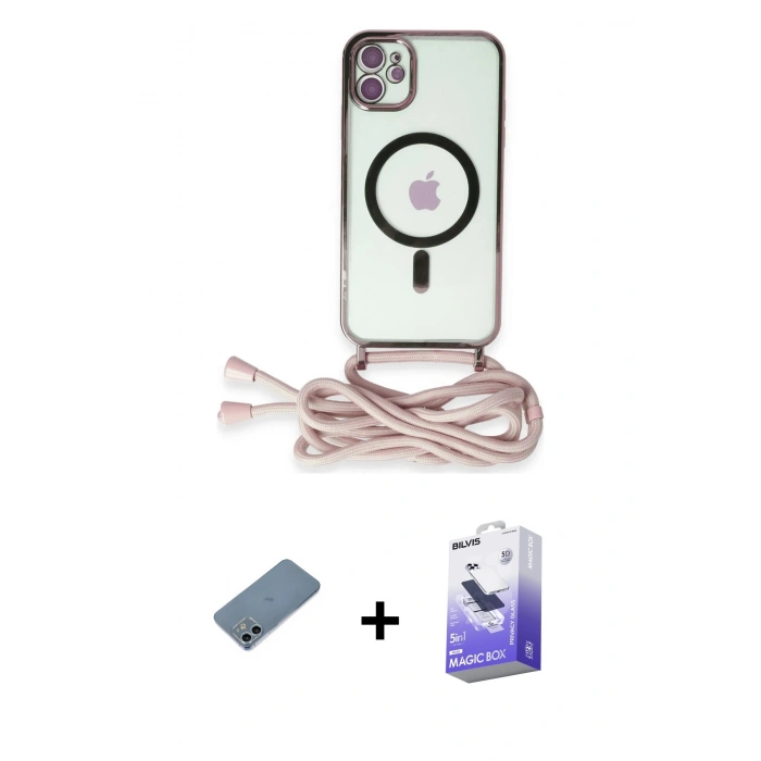 MARSİLYAN™- iPhone 12 Kılıf Eksen Özel Seri - Siyah Bilvis 5in1 5D Magic Hayalet Cam Ekran Koruyucu + Shine Kamera Lens Koruma Cam - SABE