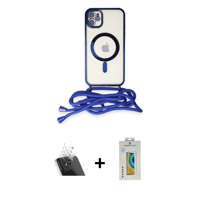 MARSİLYAN™- iPhone 12 Kılıf Eksen Özel Seri - Siyah Polymer Nano Ekran Koruyucu + Kamera Lens Koruma Cam - SF