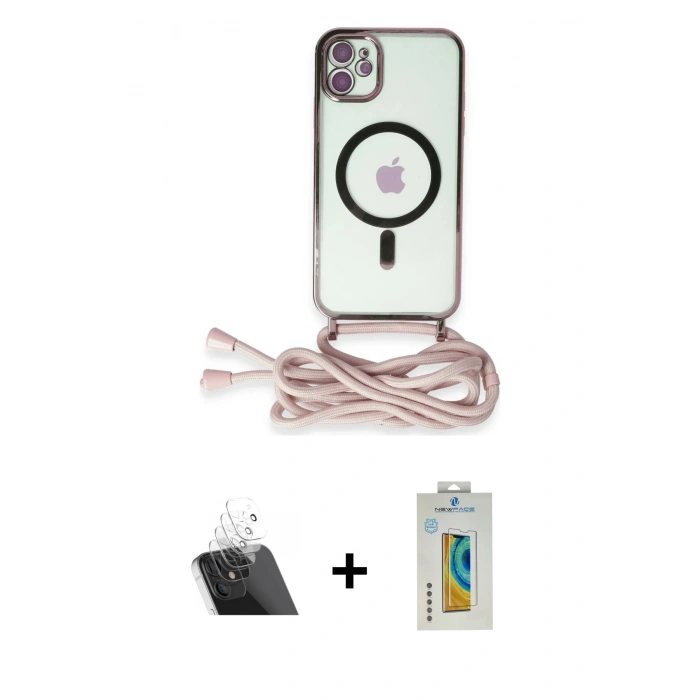 MARSİLYAN™- iPhone 12 Kılıf Eksen Özel Seri - Siyah Polymer Nano Ekran Koruyucu + Kamera Lens Koruma Cam - SF