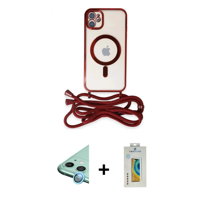 MARSİLYAN™- iPhone 12 Kılıf Eksen Özel Seri - Siyah Polymer Nano Ekran Koruyucu + Raze Metal Kamera Lens - MI