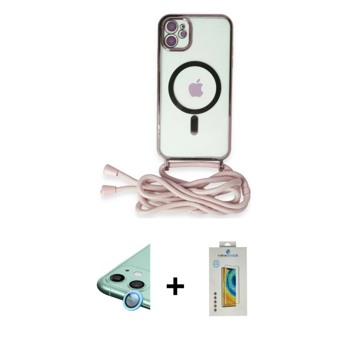 MARSİLYAN™- iPhone 12 Kılıf Eksen Özel Seri - Siyah Polymer Nano Ekran Koruyucu + Raze Metal Kamera Lens - MI