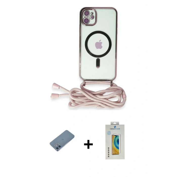 MARSİLYAN™- iPhone 12 Kılıf Eksen Özel Seri - Siyah Polymer Nano Ekran Koruyucu + Mavi Shine Kamera Lens Koruma Cam