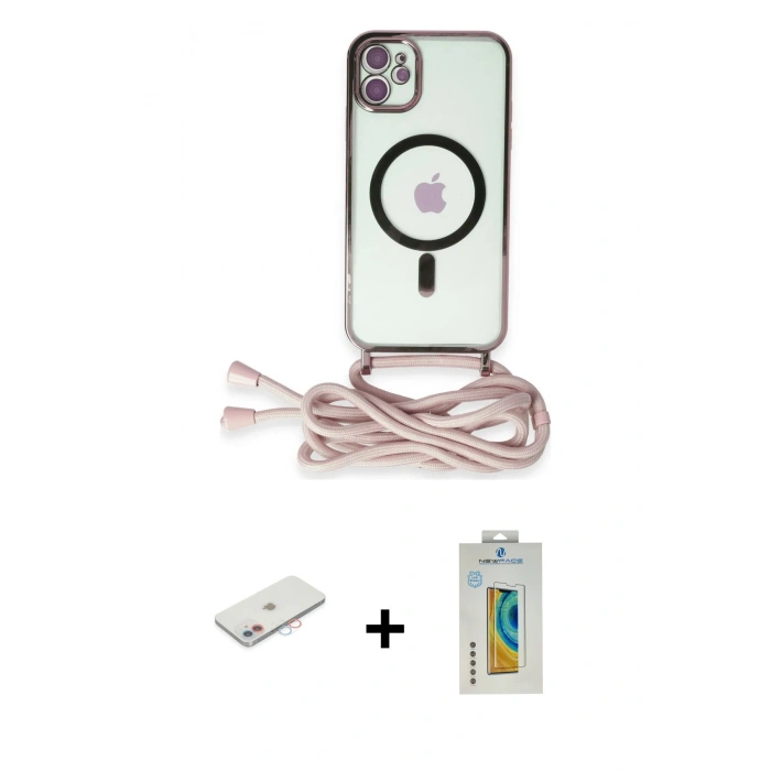 MARSİLYAN™- iPhone 12 Kılıf Eksen Özel Seri - Siyah Polymer Nano Ekran Koruyucu + Renkli Kamera Lens Koruma Cam - PE