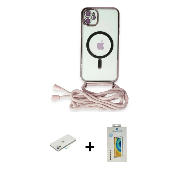 MARSİLYAN™- iPhone 12 Kılıf Eksen Özel Seri - Siyah Polymer Nano Ekran Koruyucu + Renkli Kamera Lens Koruma Cam - SI