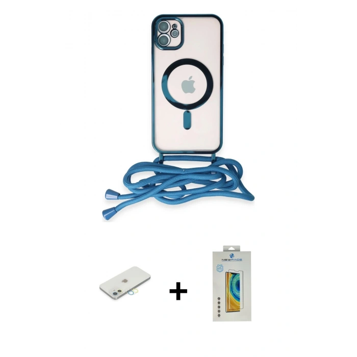 MARSİLYAN™- iPhone 12 Kılıf Eksen Özel Seri - Siyah Polymer Nano Ekran Koruyucu + Renkli Kamera Lens Koruma Cam - SI