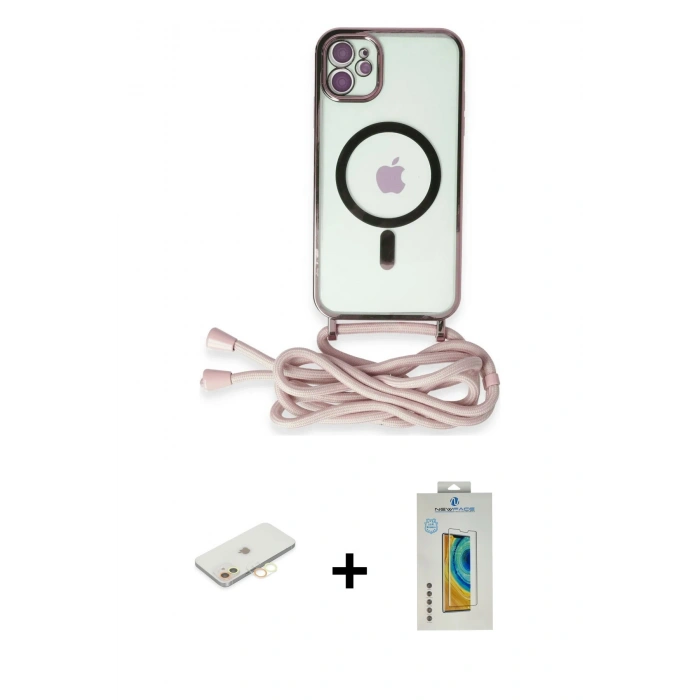 MARSİLYAN™- iPhone 12 Kılıf Eksen Özel Seri - Siyah Polymer Nano Ekran Koruyucu + Renkli Kamera Lens Koruma Cam - SI