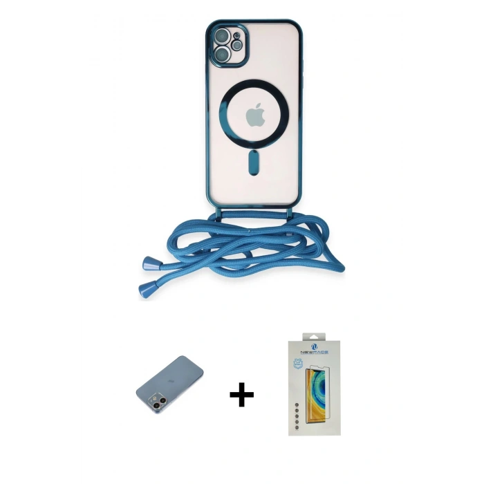 MARSİLYAN™- iPhone 12 Kılıf Eksen Özel Seri - Siyah Polymer Nano Ekran Koruyucu + Shine Kamera Lens Koruma Cam - GI