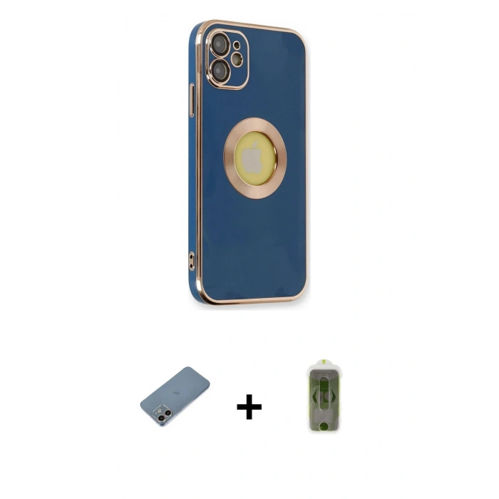 MARSİLYAN™- iPhone 12 Kılıf İz Form Serisi - Siyah Joko Magic 5D Hayalet Cam + Shine Kamera Lens Koruma Cam - GI