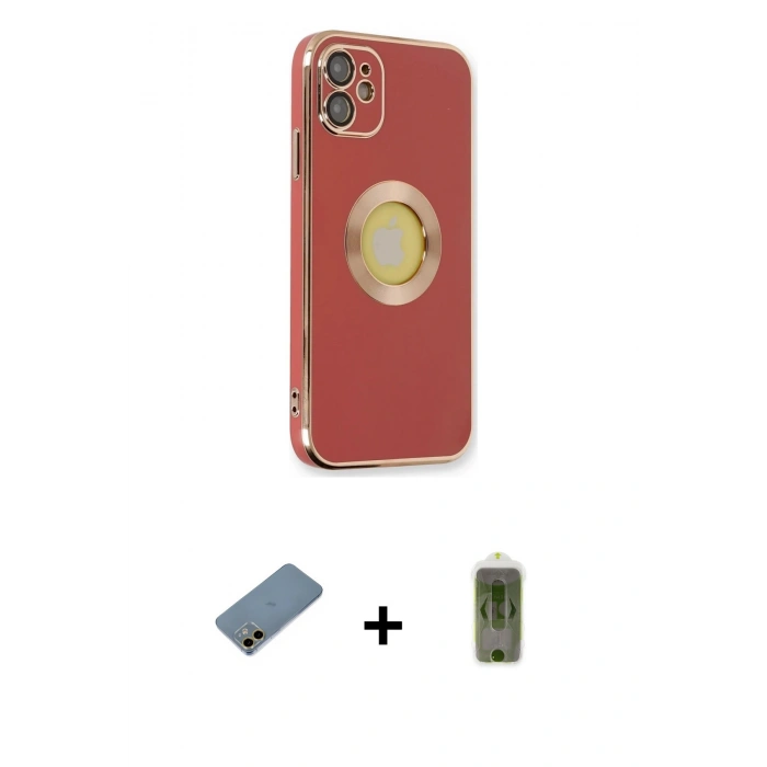 MARSİLYAN™- iPhone 12 Kılıf İz Form Serisi - Siyah Joko Magic 5D Hayalet Cam + Shine Kamera Lens Koruma Cam - GD