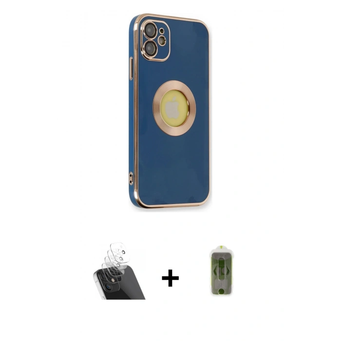 MARSİLYAN™- iPhone 12 Kılıf İz Form Serisi - Siyah Joko Magic 5D Hayalet Cam + Kamera Lens Koruma Cam - SF