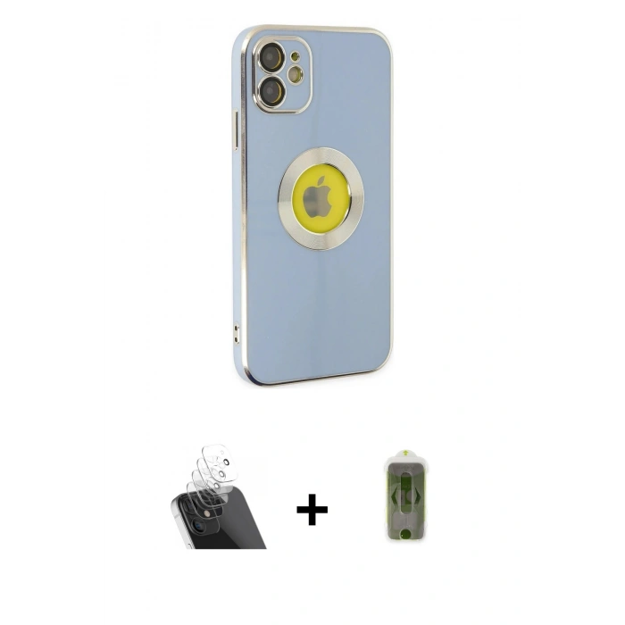 MARSİLYAN™- iPhone 12 Kılıf İz Form Serisi - Siyah Joko Magic 5D Hayalet Cam + Kamera Lens Koruma Cam - SF