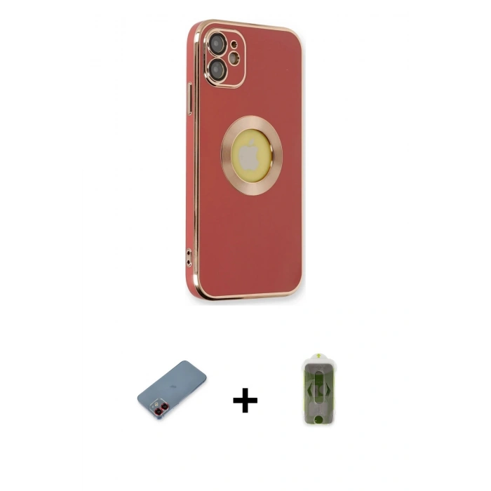 MARSİLYAN™- iPhone 12 Kılıf İz Form Serisi - Siyah Joko Magic 5D Hayalet Cam + Metal Kamera Lens Koruma Cam - KI