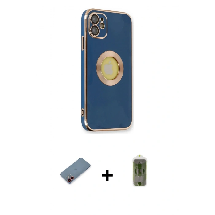 MARSİLYAN™- iPhone 12 Kılıf İz Form Serisi - Siyah Joko Magic 5D Hayalet Cam + Metal Kamera Lens Koruma Cam - KI