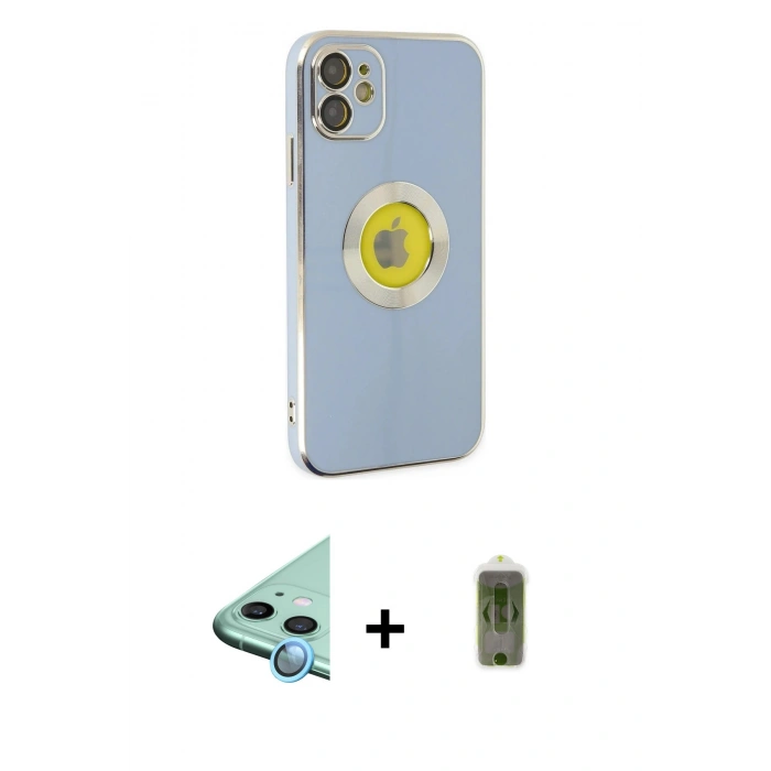 MARSİLYAN™- iPhone 12 Kılıf İz Form Serisi - Siyah Joko Magic 5D Hayalet Cam + Raze Metal Kamera Lens - MI