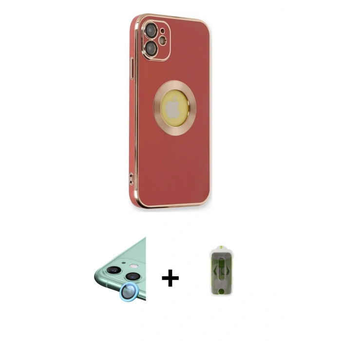 MARSİLYAN™- iPhone 12 Kılıf İz Form Serisi - Siyah Joko Magic 5D Hayalet Cam + Raze Metal Kamera Lens - MI