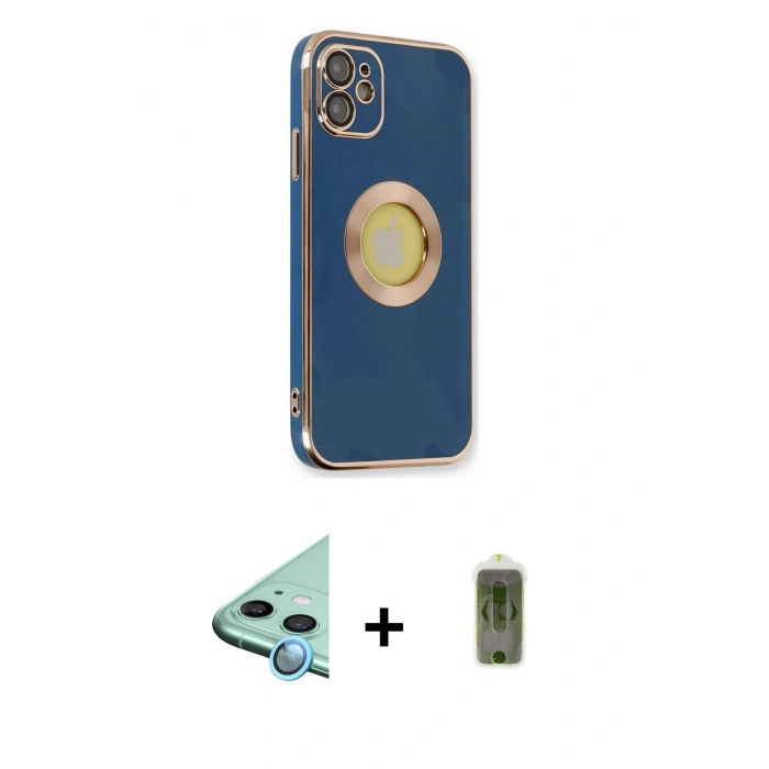 MARSİLYAN™- iPhone 12 Kılıf İz Form Serisi - Siyah Joko Magic 5D Hayalet Cam + Raze Metal Kamera Lens - MI