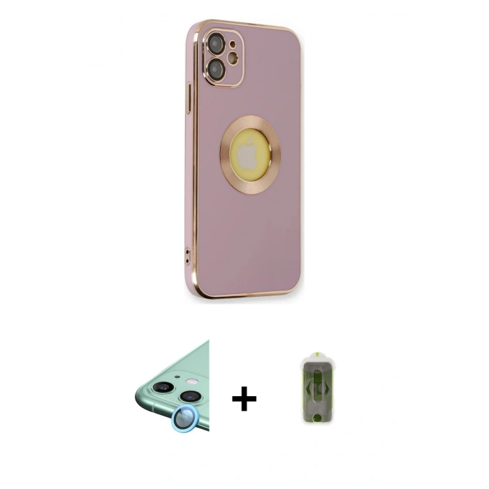 MARSİLYAN™- iPhone 12 Kılıf İz Form Serisi - Siyah Joko Magic 5D Hayalet Cam + Raze Metal Kamera Lens - MI