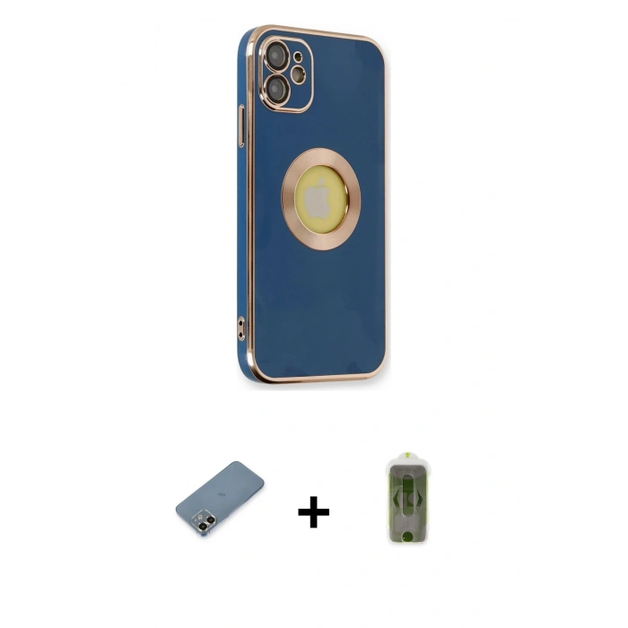 MARSİLYAN™- iPhone 12 Kılıf İz Form Serisi - Siyah Joko Magic 5D Hayalet Cam + Metal Kamera Lens Koruma Cam - GD