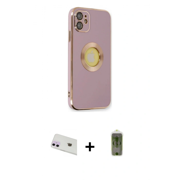 MARSİLYAN™- iPhone 12 Kılıf İz Form Serisi - Siyah Joko Magic 5D Hayalet Cam + Rainbow Kamera Lens Koruma Cam - MR