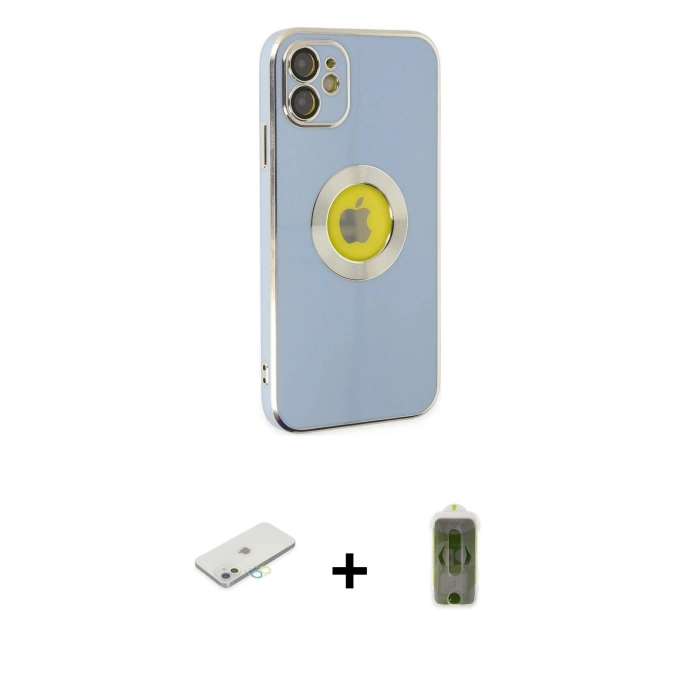 MARSİLYAN™- iPhone 12 Kılıf İz Form Serisi - Siyah Joko Magic 5D Hayalet Cam + Renkli Kamera Lens Koruma Cam - SI