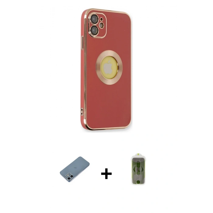 MARSİLYAN™- iPhone 12 Kılıf İz Form Serisi - Siyah Joko Magic 5D Hayalet Cam + Shine Kamera Lens Koruma Cam - SABE