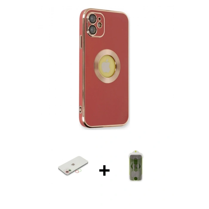 MARSİLYAN™- iPhone 12 Kılıf İz Form Serisi - Siyah Joko Magic 5D Hayalet Cam + Renkli Kamera Lens Koruma Cam - YL