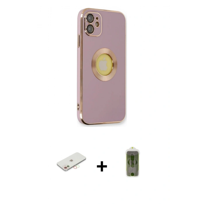 MARSİLYAN™- iPhone 12 Kılıf İz Form Serisi - Siyah Joko Magic 5D Hayalet Cam + Renkli Kamera Lens Koruma Cam - YL