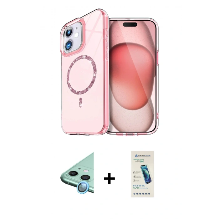 MARSİLYAN™- iPhone 12 Kılıf Kıvılcım Form Prime - Şeffaf Pasifik Cam Ekran Koruyucu + Raze Metal Kamera Lens - MI