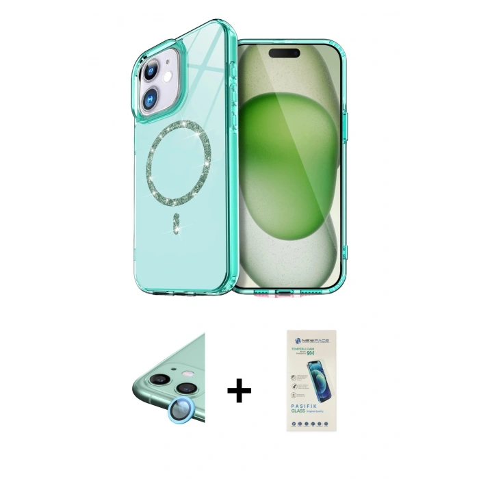 MARSİLYAN™- iPhone 12 Kılıf Kıvılcım Form Prime - Şeffaf Pasifik Cam Ekran Koruyucu + Raze Metal Kamera Lens - MI