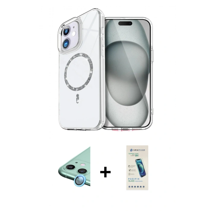 MARSİLYAN™- iPhone 12 Kılıf Kıvılcım Form Prime - Şeffaf Pasifik Cam Ekran Koruyucu + Raze Metal Kamera Lens - MI