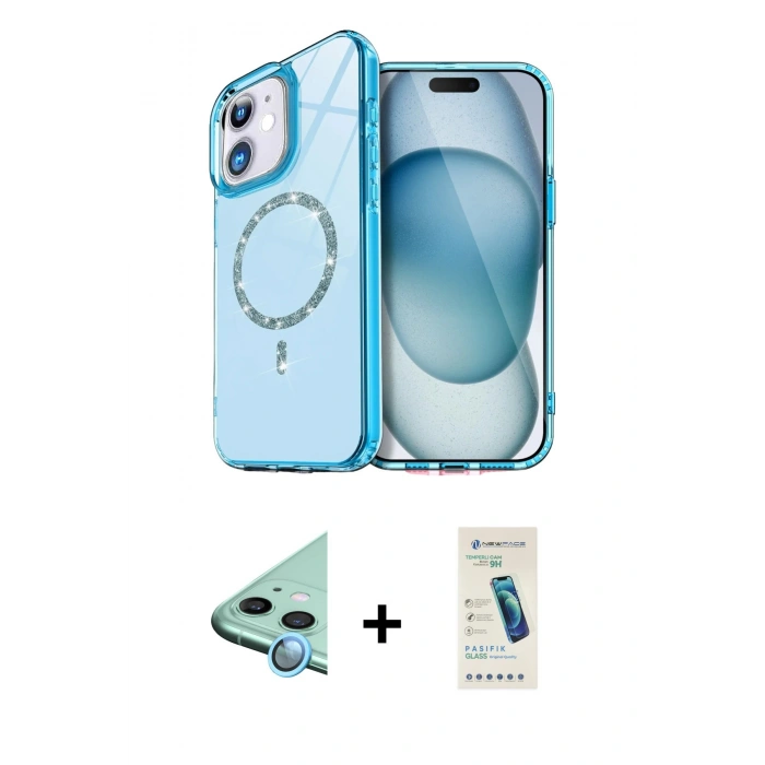 MARSİLYAN™- iPhone 12 Kılıf Kıvılcım Form Prime - Şeffaf Pasifik Cam Ekran Koruyucu + Raze Metal Kamera Lens - MI