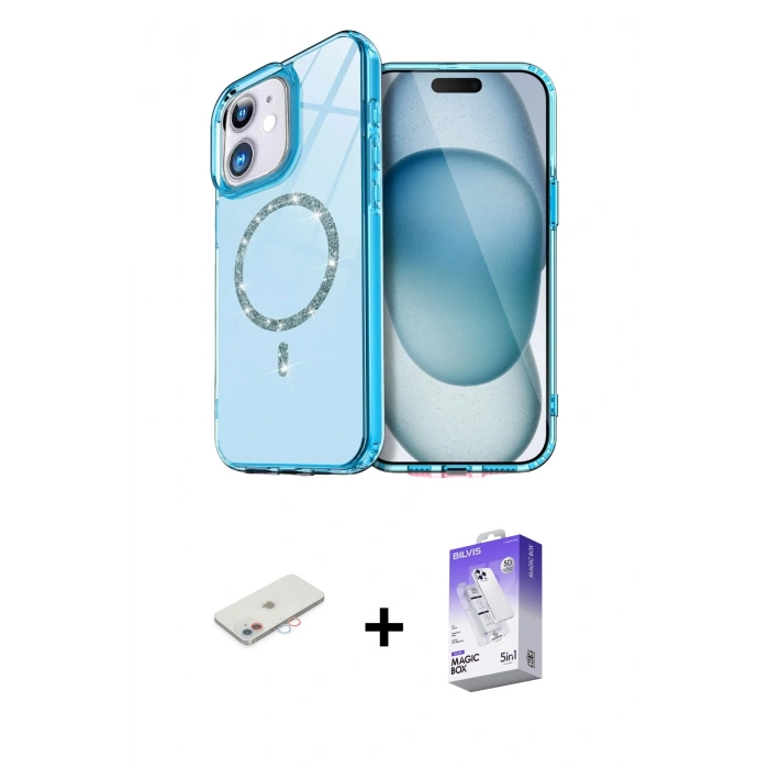 MARSİLYAN™- iPhone 12 Kılıf Kıvılcım Form Prime - Siyah Bilvis 5in1 3D Magic Cam Ekran Koruyucu + Pembe Renkli Kamera Lens Koruma Cam