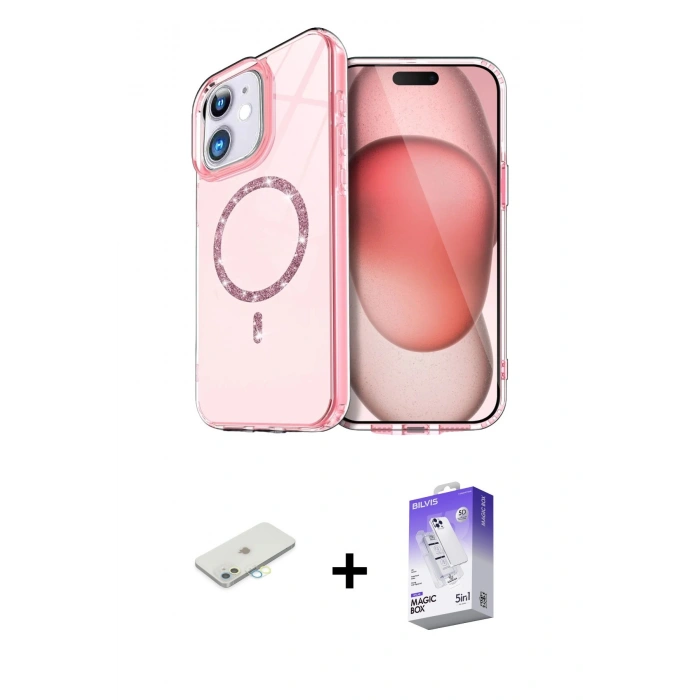 MARSİLYAN™- iPhone 12 Kılıf Kıvılcım Form Prime - Siyah Bilvis 5in1 3D Magic Cam Ekran Koruyucu + Renkli Kamera Lens Koruma Cam - SI