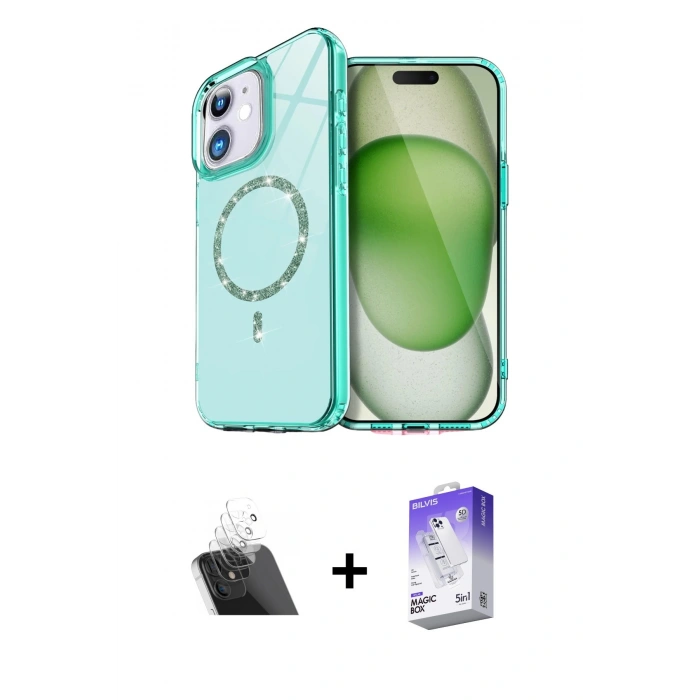 MARSİLYAN™- iPhone 12 Kılıf Kıvılcım Form Prime - Siyah Bilvis 5in1 3D Magic Cam Ekran Koruyucu + Şeffaf Kamera Lens Koruma Cam
